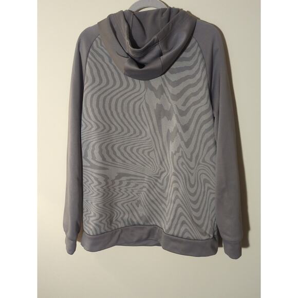 Nike Hoodie Men Med Gray Zebra Striped Dri Fit Center Swoosh Pullover Sweatshirt - Picture 5 of 5